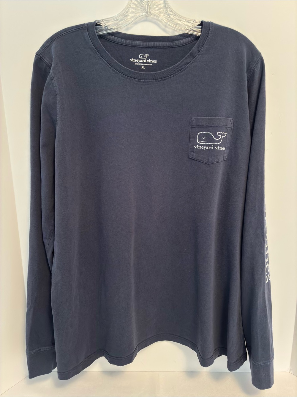 Vineyard Vines Women's Vintage Whale Long Sleeve Pocket Tee Blue Size XL - Picture 2 of 8